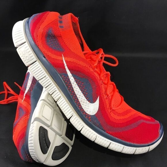 Excelent Condition NIKE FLYKNIT FREE 5.0 Red Navy Blue
